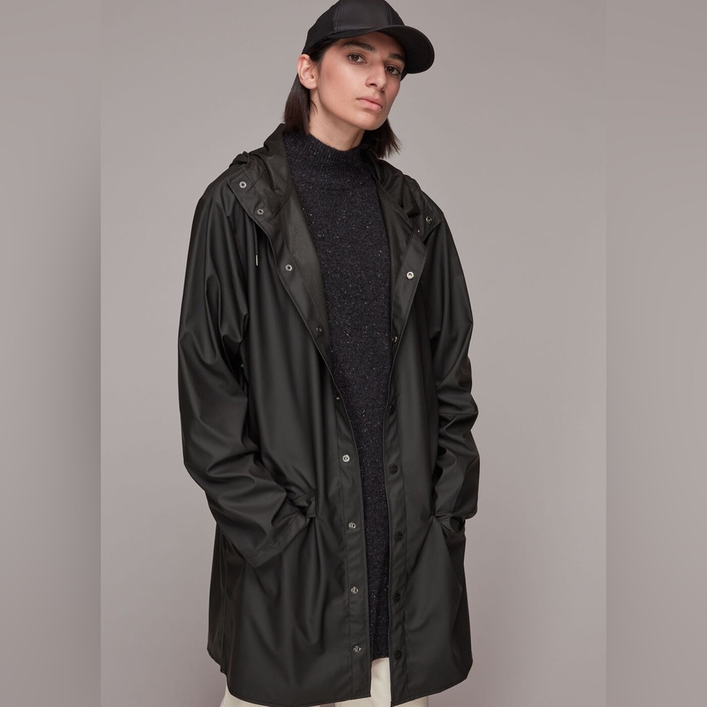 Like New Rains Long Rain Jacket in Black Size XS